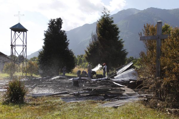 destroyed church in Chile